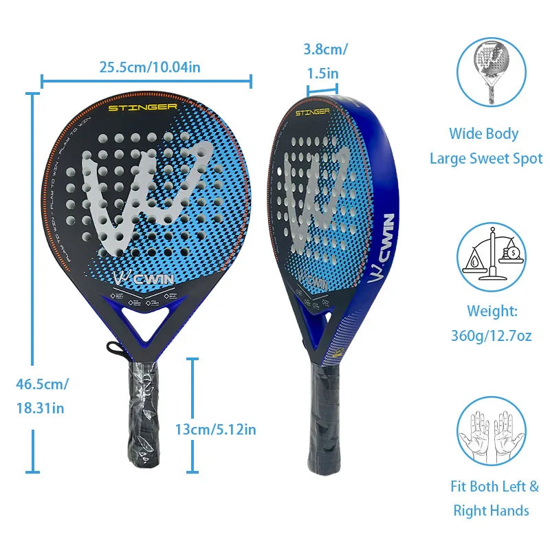 Camewin Stinger Round Padel Racket – 360g with Carry Bag